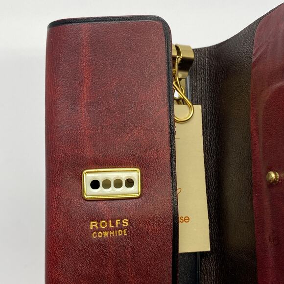 As Is Vintage ROLFs Key Kaddy Burgundy Leather Cowhide Trifold Key Holder‎ NOS - Picture 3 of 8